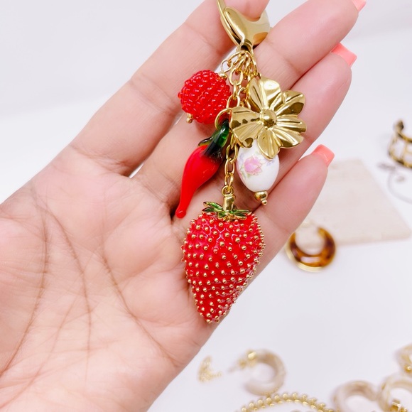 Gold and Red Charm Keychain - Picture 6 of 8